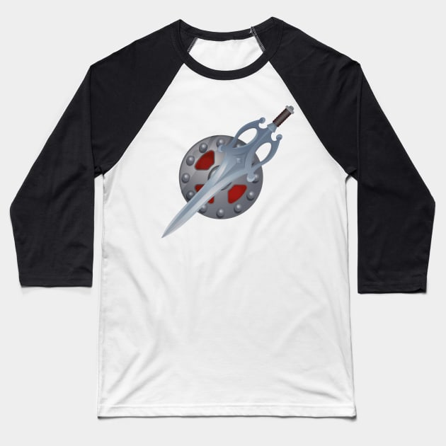 Sword and Shield Baseball T-Shirt by Mansemat